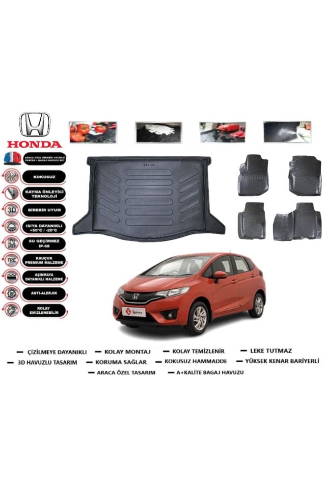 Honda Jazz 2014 Model Bagaj Havuzu Araca Özel Paspas Takımı Flex