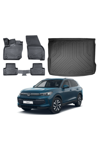 Volkswagen Tiguan 2024 Model 3D Üst Bagaj Havuzu+3D Araca Özel Paspas Takımı