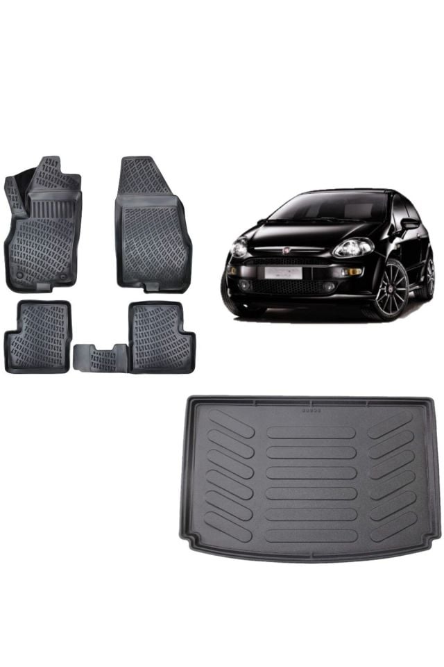 Fiat Punto Evo 2014 Model 3D Bagaj Havuzu+3D Havuzlu Araca Özel Paspas Takımı