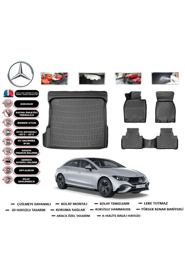 Mercedes EQE Sedan 2024 Model Bagaj Havuzu Araca Özel Paspas Takımı Prrox
