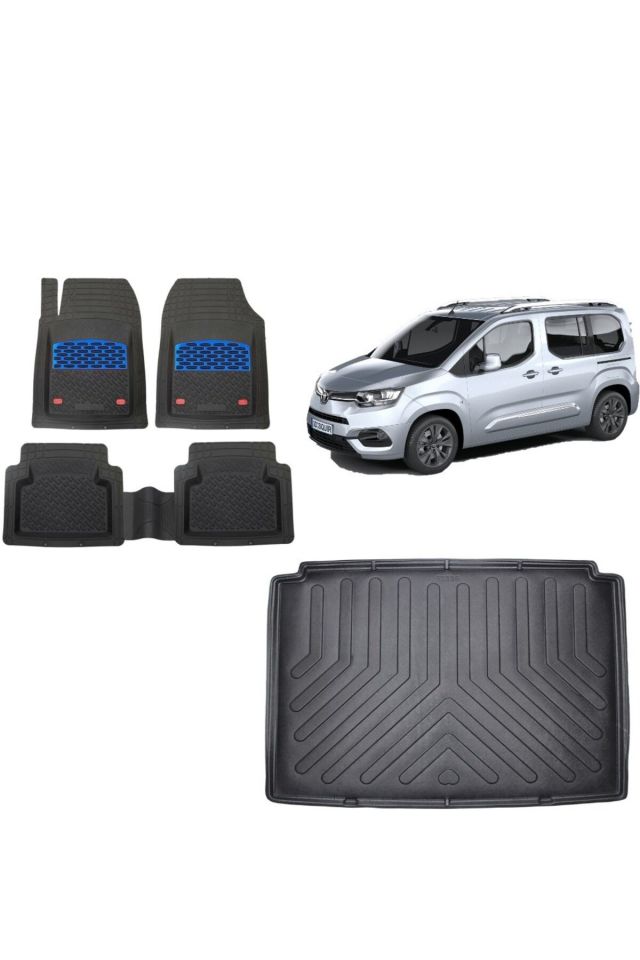 Toyota Proace City 2021 Model 3D Bagaj Havuzu+3D Havuzlu Safir Mavi Kromluu Paspas