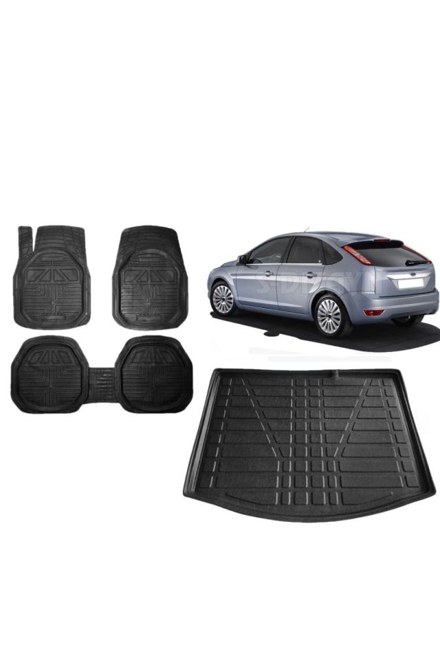 Focus 2 Hatchback 2006 Kalın Stepneli Model 3d Bagaj Havuzu+3d Havuzlu Paspas Takımı