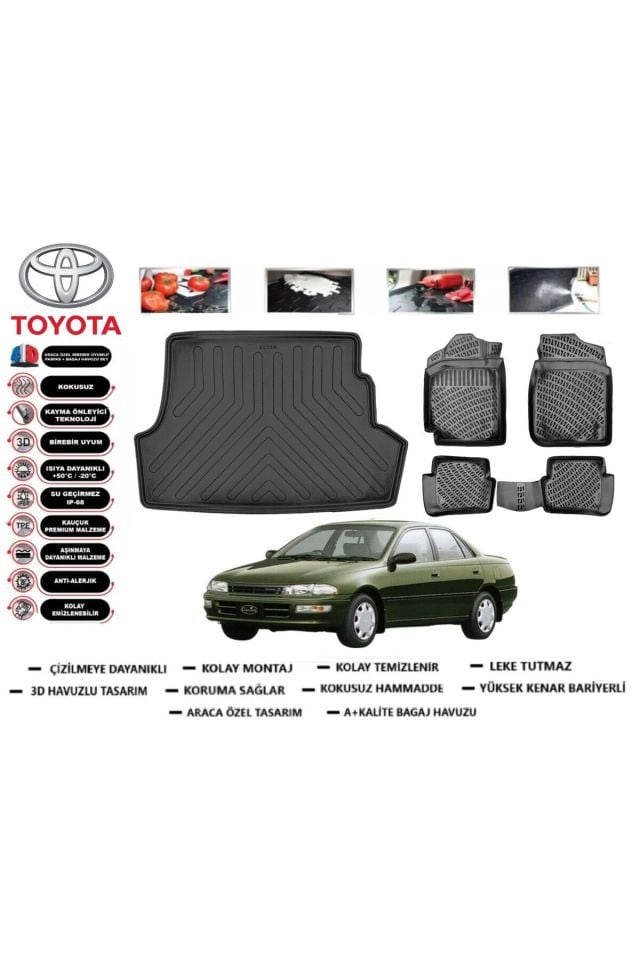 Toyota Corona 1996 Model Bagaj Havuzu Araca Özel Paspas Takımı Prrox