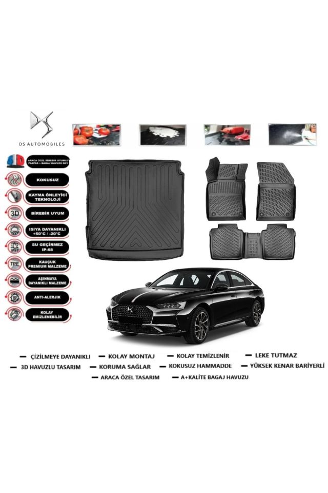DS 9 2023 Model Bagaj Havuzu Araca Özel Paspas Takımı Flex