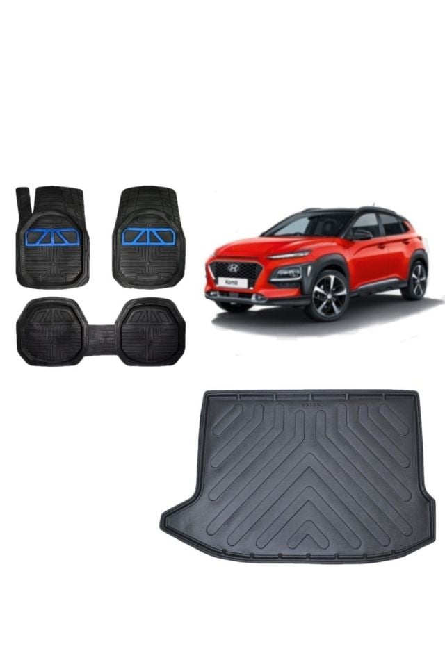 Hyundai Kona 2019 Elektrikli Model (tek Cepli) 3d Bagaj Havuzu+3d Havuzlu Paspas Takımı