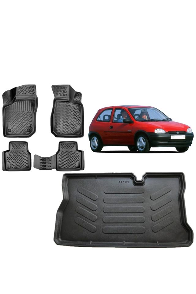 Opel Corsa B 1993 Model 3D Bagaj Havuzu+3D Havuzlu Araca Özel Paspas Takımı