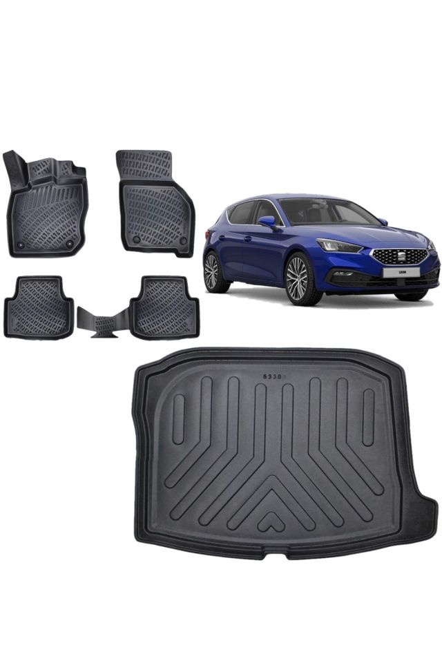 Seat Leon 2023 Model 3D Bagaj Havuzu+3D Havuzlu Araca Özel Paspas Takımı
