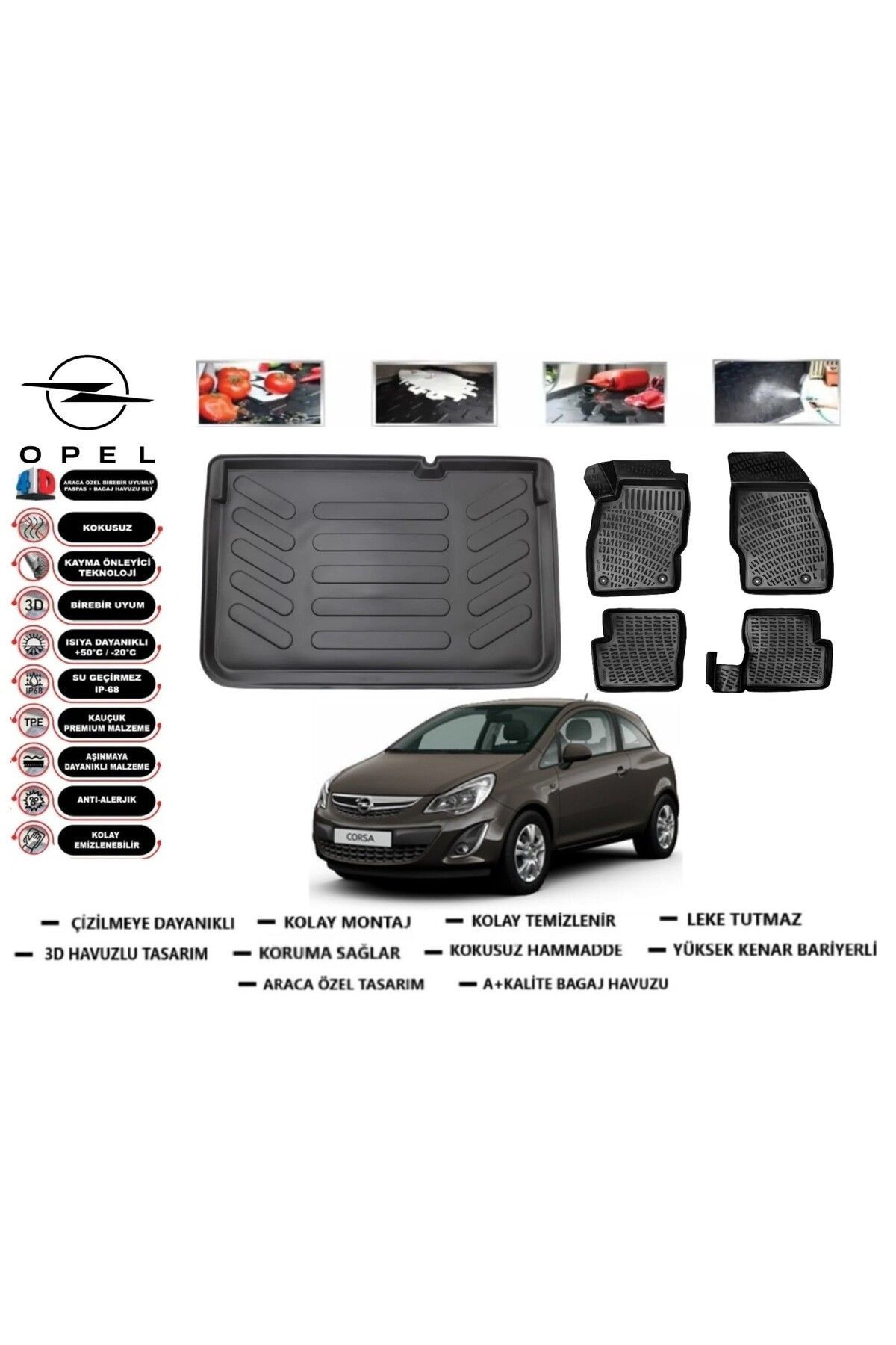 Opel Corsa D 2007 Model Bagaj Havuzu Araca Özel Paspas Takımı Flex