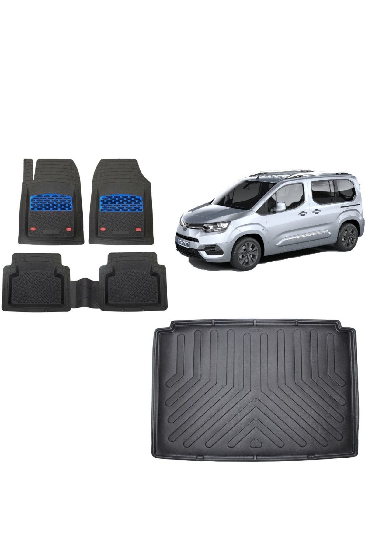 Toyota Proace City Seperatörlü 2021 Model 3D Bagaj Havuzu+3D Havuzlu Safir Mavi Kromluu Paspas