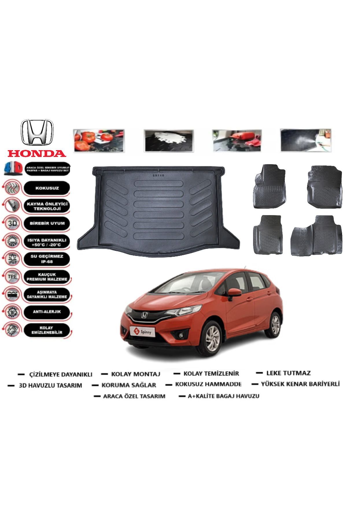 Honda Jazz 2009 Model Bagaj Havuzu Araca Özel Paspas Takımı Prrox