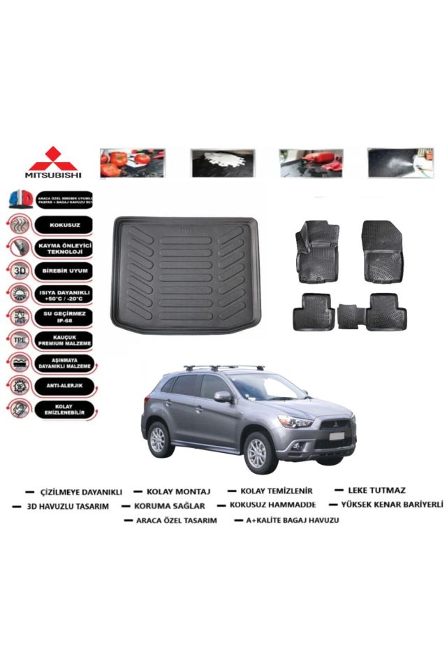 Mitsubishi ASX 2014 Model Bagaj Havuzu Araca Özel Paspas Takımı Prrox