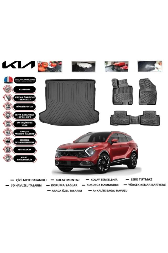 Kia Sportage Prestige 2025 Model Bagaj Havuzu Araca Özel Paspas Takımı Prrox