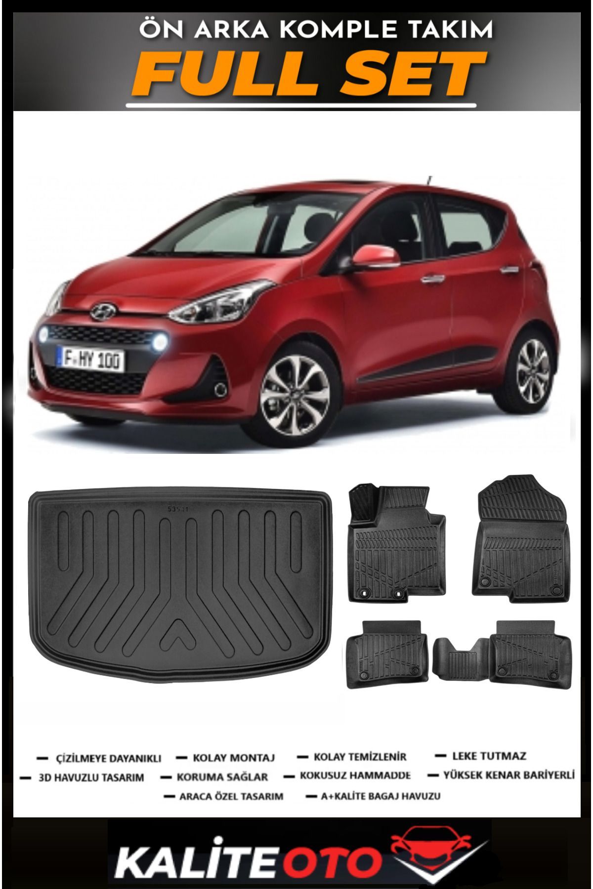 Hyundai İ10 Bagaj Havuzu+4.5D Havuzlu Paspas Seti 2019 Model