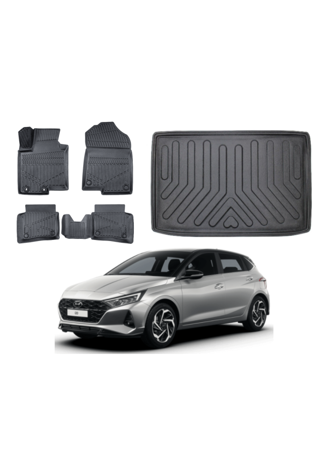Hyundai i20 2022 Model Elite Plus 3D Alt Bagaj havuzu+3D Araca Özel Paspas Takımı Luxury Serisi