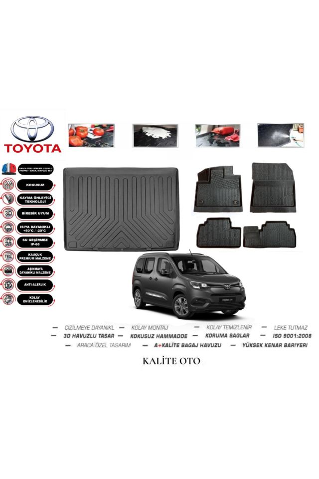 Toyota Proace City 2023 Model 3D Bagaj Havuzu+4D Havuzlu Paspas Seti