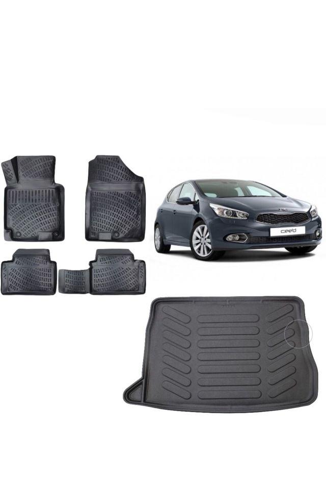 Kia Ceed 2011 Model 3D Bagaj Havuzu+3D Havuzlu Araca Özel Paspas Takımı