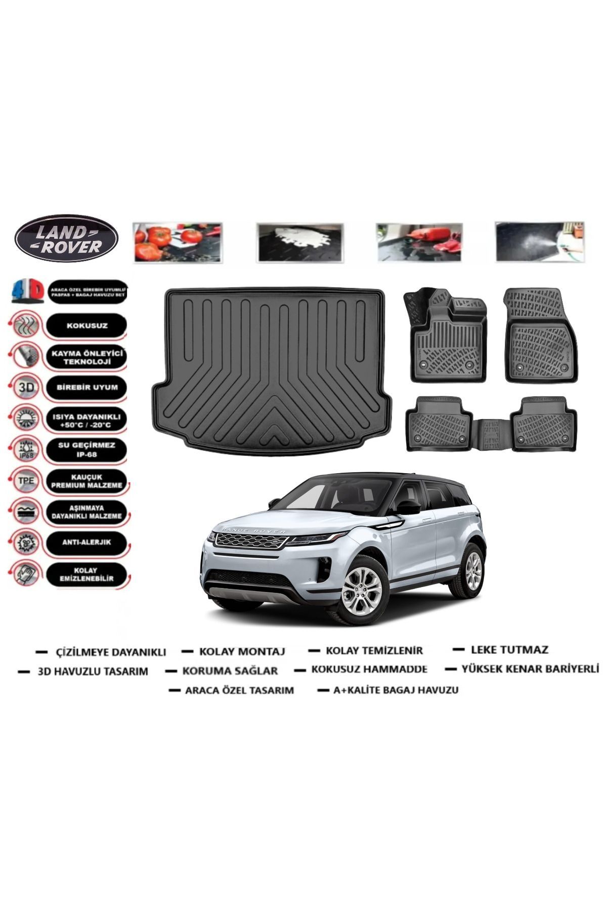 Land Rover Evoque 2025 Model Bagaj Havuzu Araca Özel Paspas Takımı Prrox