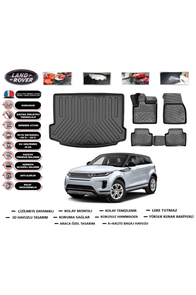 Land Rover Evoque 2025 Model Bagaj Havuzu Araca Özel Paspas Takımı Prrox