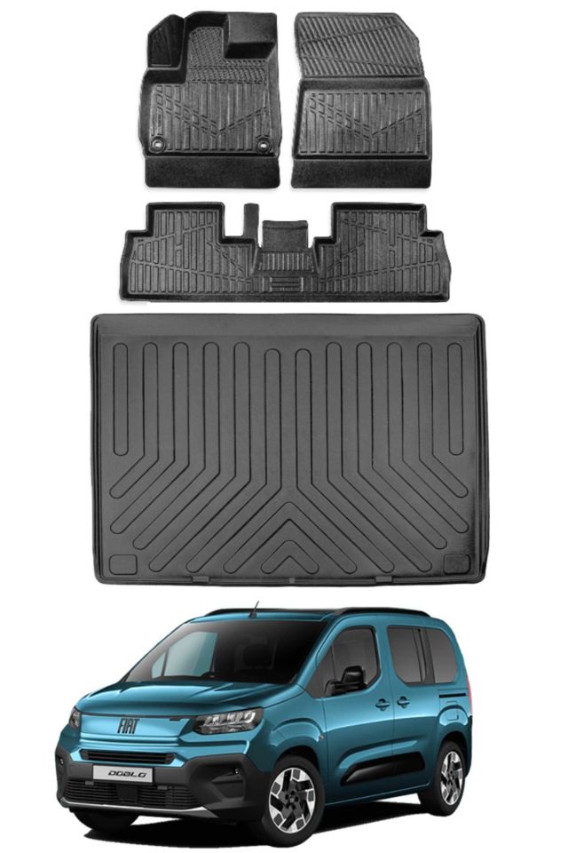 Fiat Doblo 2024 Model Bagaj Havuzu Araca Özel Siyah Paspas Takımı