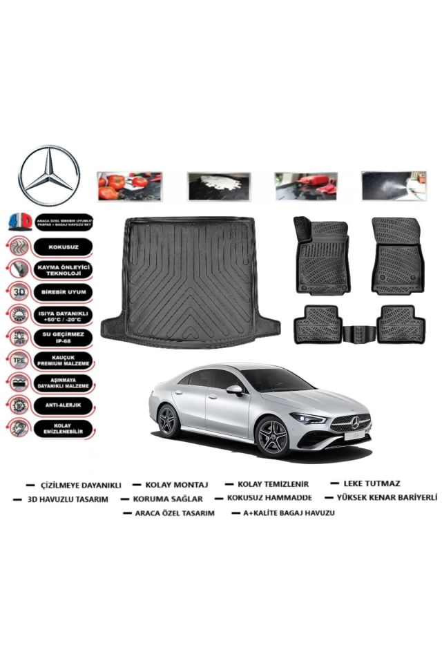 Mercedes CLA 2022 Model Bagaj Havuzu Araca Özel Paspas Takımı Prrox