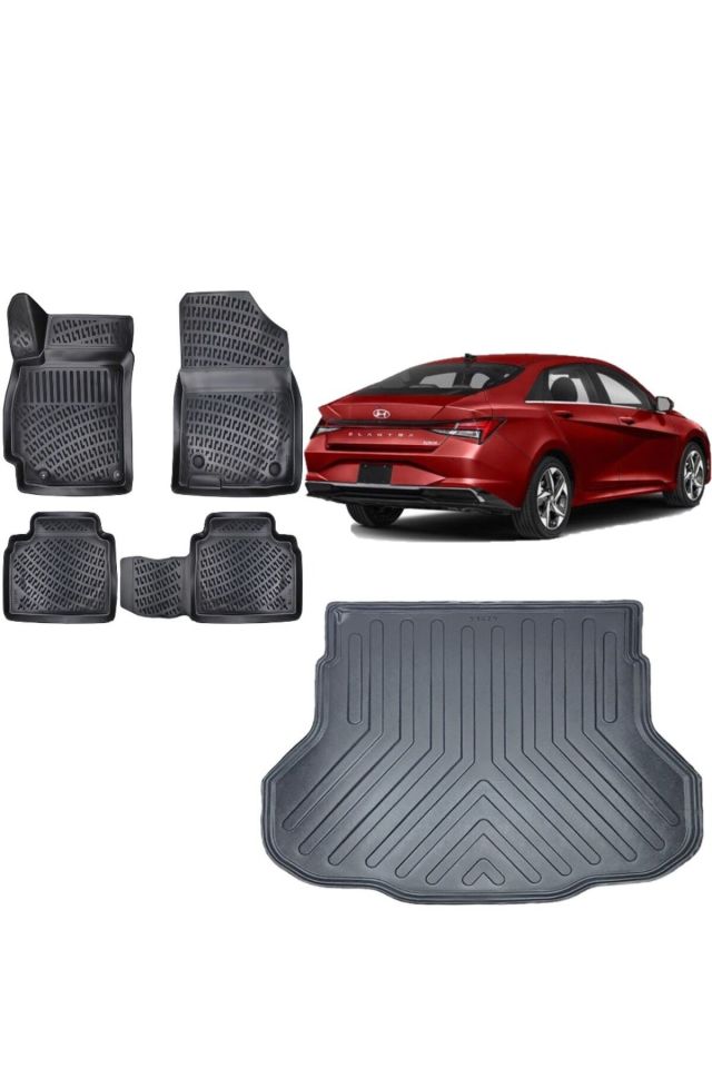 Hyundai Elantra 2021 Model 3D Bagaj Havuzu+3D Havuzlu Araca Özel Paspas Takımı