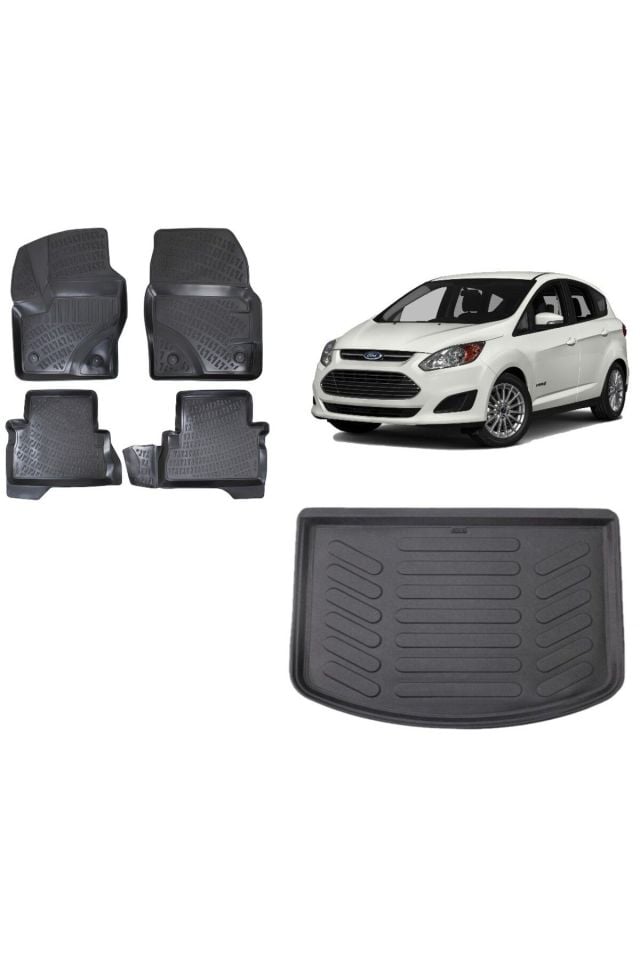 C-Max 2017 Model 3D Bagaj Havuzu+3D Havuzlu Araca Özel Paspas Takımı