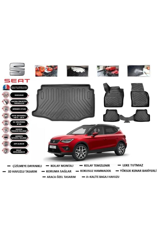 Seat Arona 2018 Model Alt Bagaj Havuzu Araca Özel Paspas Takımı Prrox