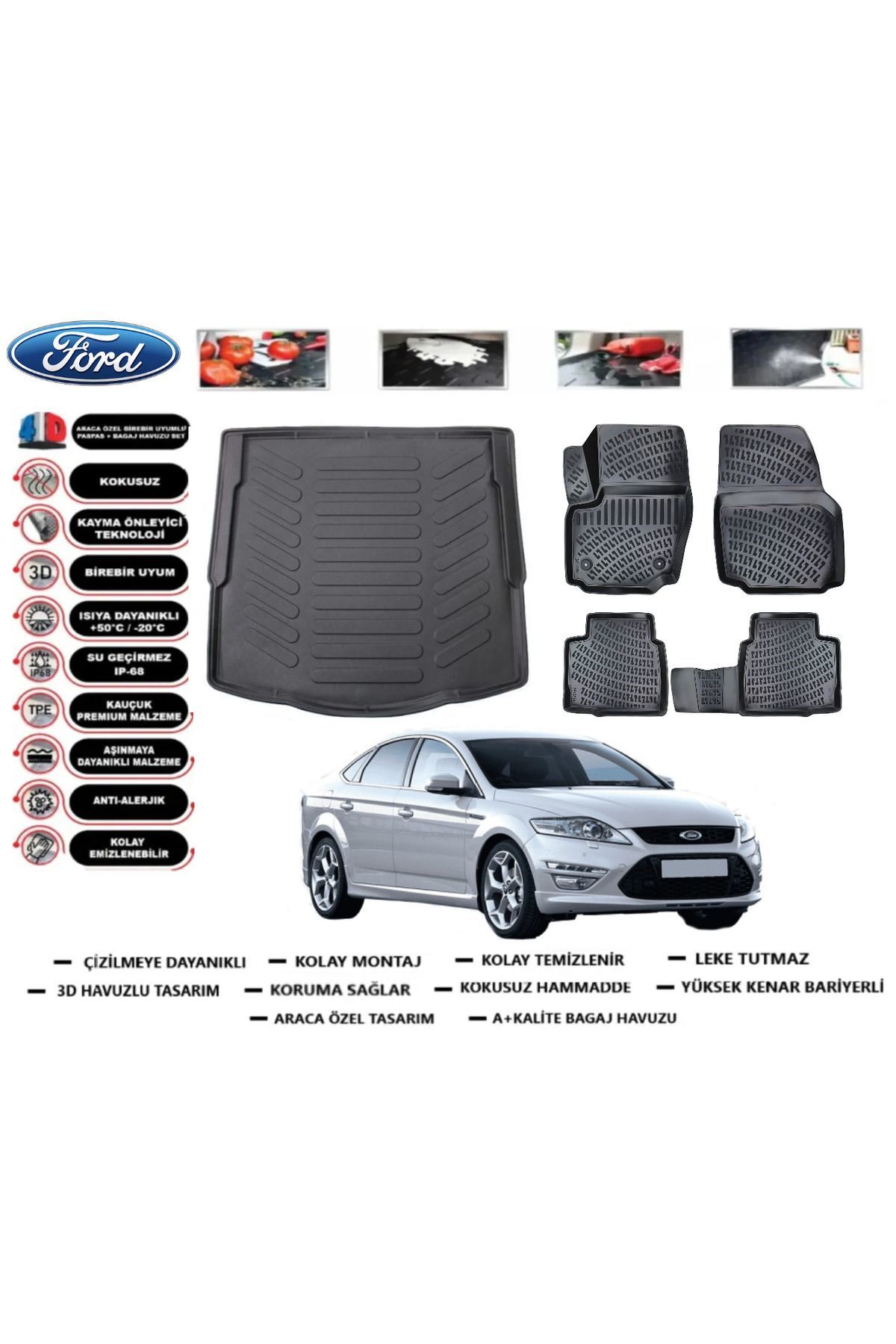 Ford Mondeo 2009 Model Bagaj Havuzu Araca Özel Paspas Takımı Prrox