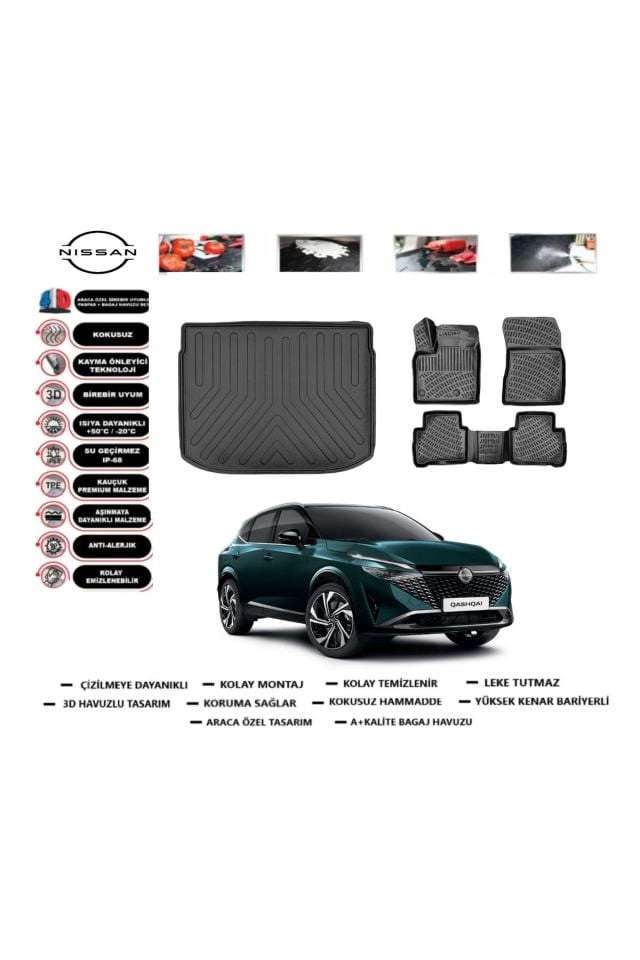 Nissan Qashqai 2025 Model Üst Bagaj Havuzu Araca Özel Paspas Takımı Prrox