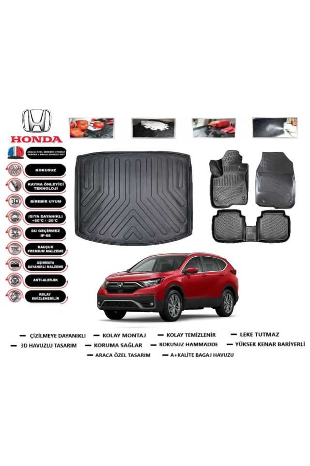 Honda CRV 2018 Model Alt Bagaj Havuzu Araca Özel Paspas Takımı Prrox