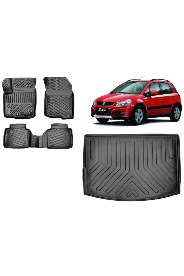 Suzuki SX4 S-Cross Üst kademe 2013 Model 3D Bagaj Havuzu+3D Havuzlu Araca Özel Paspas Takımı