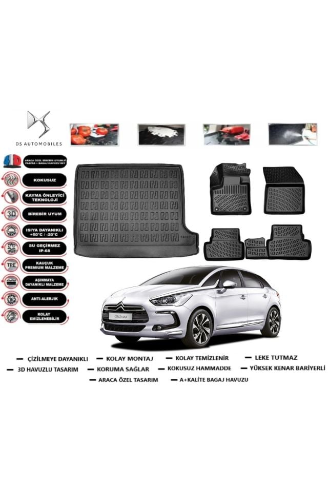 DS5 2016 Model Bagaj Havuzu Araca Özel Paspas Takımı Flex