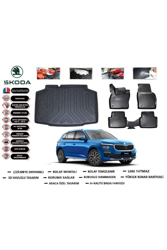 Skoda Kamiq 2025 Model Bagaj Havuzu Araca Özel Paspas Takımı Prrox
