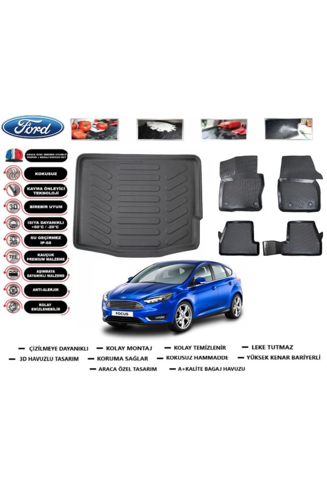 Ford Focus 3.5 Hb 2015 Model Bagaj Havuzu Araca Özel Paspas Takımı Flex