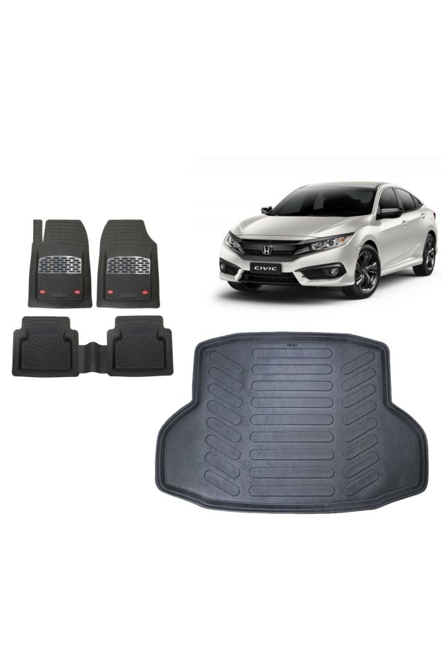 Honda Civic Sedan 2017 Model 3D Bagaj Havuzu+3D Havuzlu SSafir Karbon Kromlu Paspas