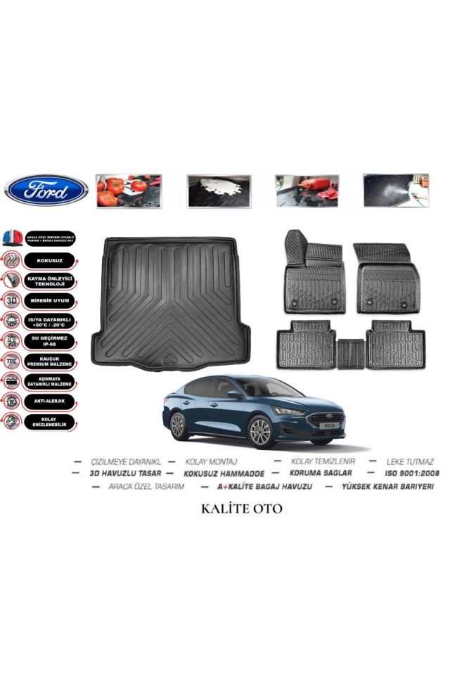 Ford Focus 4 SEDAN 2022 Model 3D Bagaj Havuzu+4D Havuzlu Paspas Setii