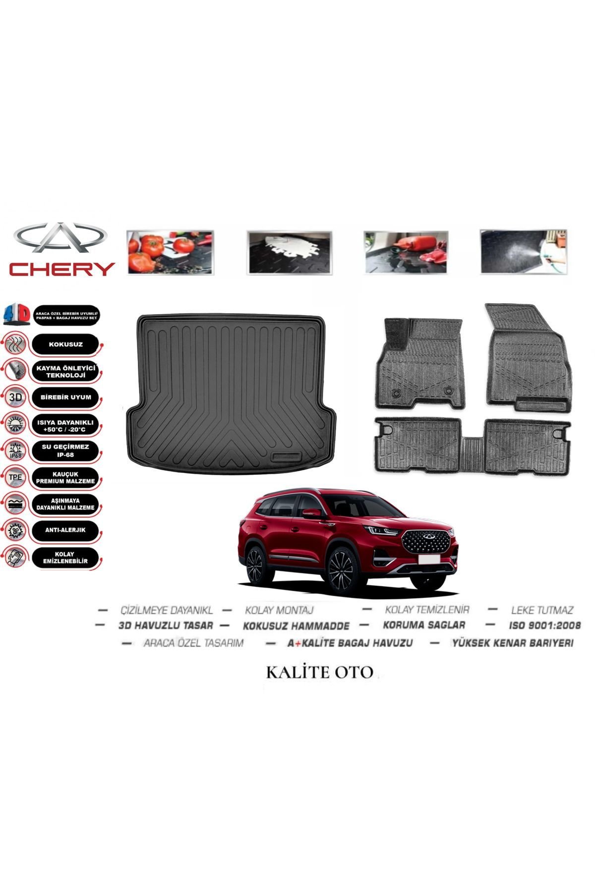Chery Tiggo 8 Pro 2024 Model 3D Bagaj Havuzu+4D Havuzlu Paspas Setii