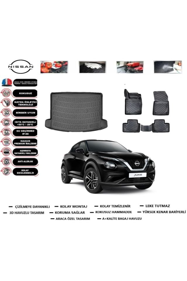 Nissan Juke 2024 Model Üst Bagaj Havuzu Araca Özel Paspas Takımı Prrox