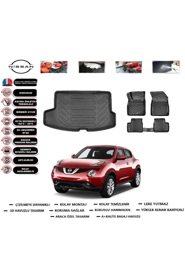 Nissan Juke 2016 Model Üst Bagaj Havuzu Araca Özel Paspas Takımı Prrox
