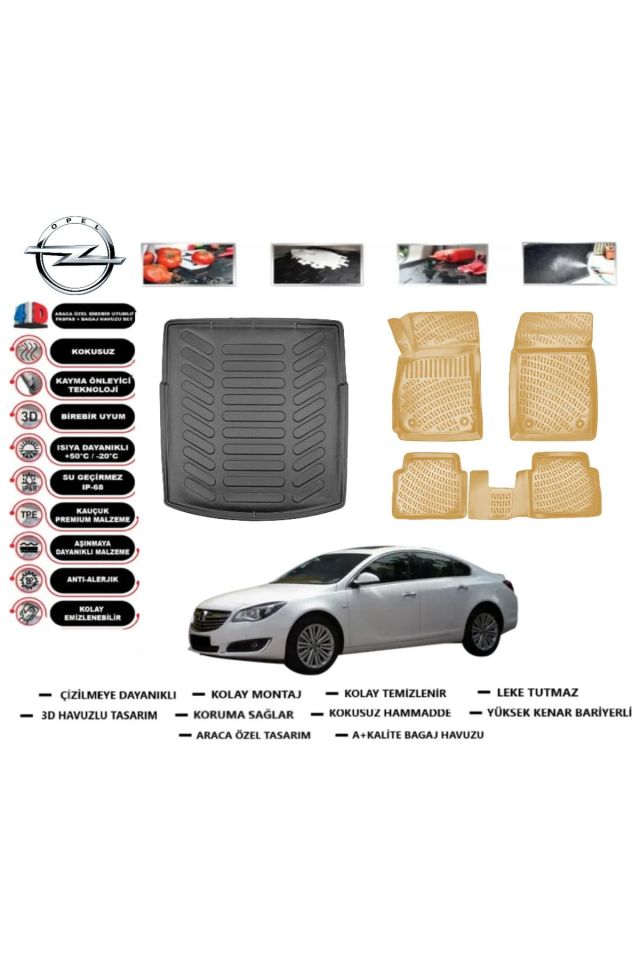 Opel İnsignia Sporttourer 2013 Model Bagaj Havuzu(paspası)+Araca Özel Bej Paspas Takımı Flex