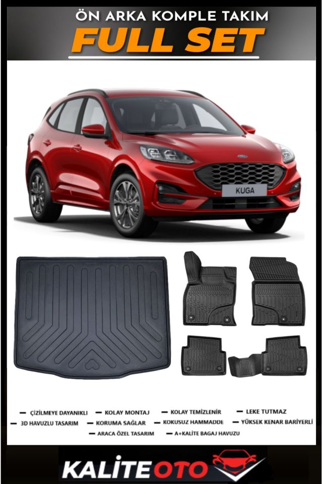 Ford Kuga Bagaj Havuzu+4.5D Havuzlu Paspas Seti 2020 Model