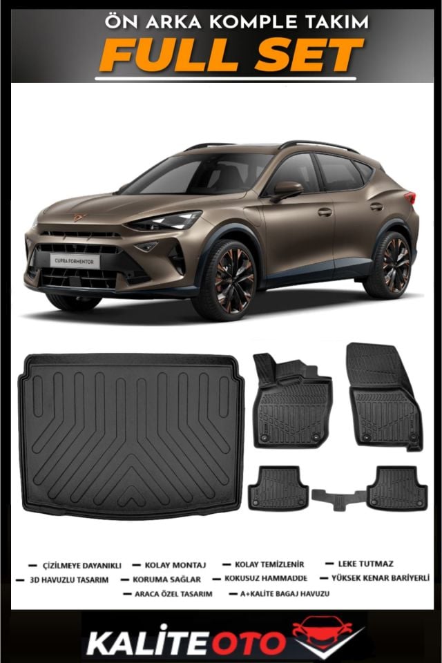 Cupra Formentor Alt Bagaj Havuzu+4.5D Havuzlu Paspas Seti 2024 Model