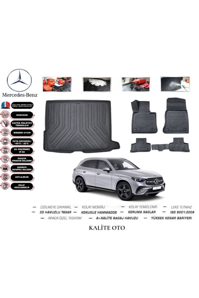 Mercedes GLC SUV 2019 Model 3D Bagaj Havuzu+4D Havuzlu Paspas Seti