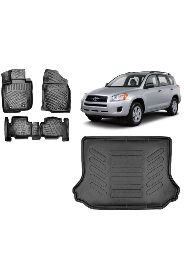Toyota RAV4 2010 Model 3D Bagaj Havuzu+3D Havuzlu Araca Özel Paspas Takımı