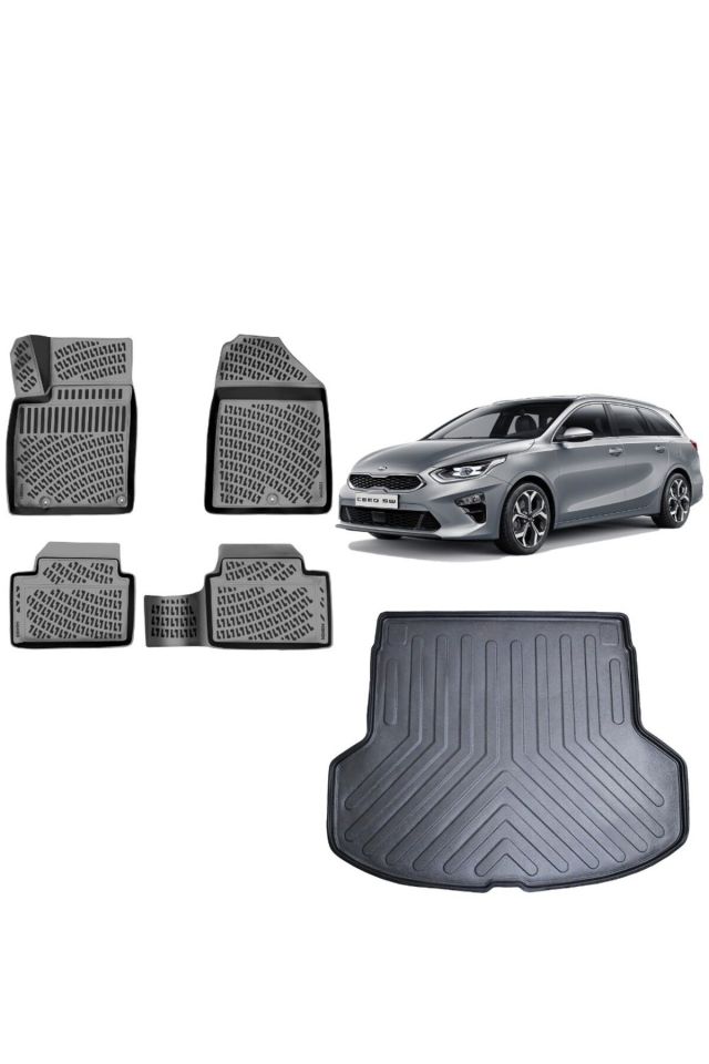 Kia Ceed 2020 Model Station Vagon 3D Bagaj Havuzu+3D Havuzlu Araca Özel Paspas Takımı
