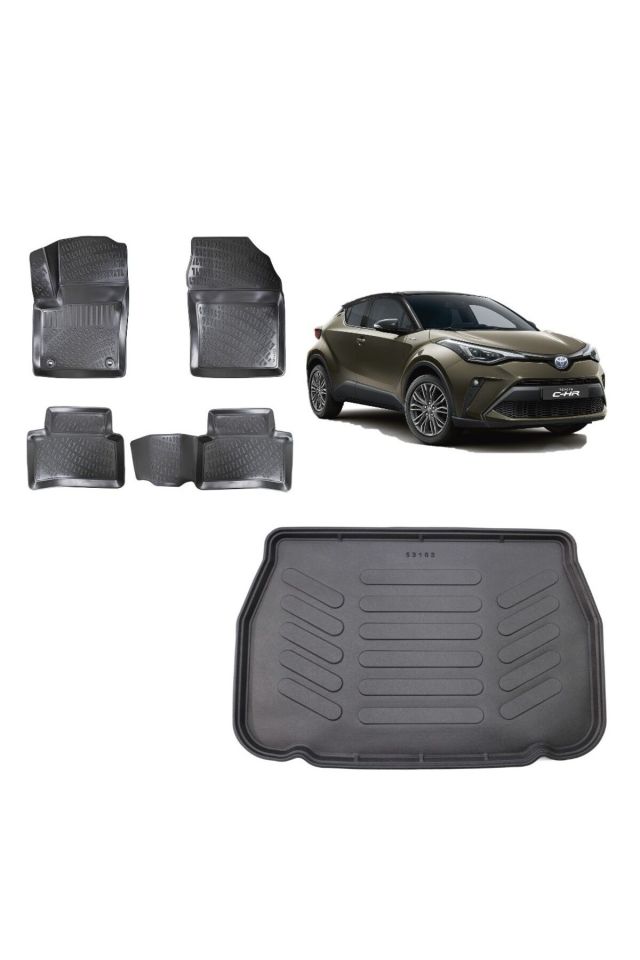 Toyota CHR 2018 Stepneli Model 3D Bagaj Havuzu+3D Havuzlu Araca Özel Paspas Takımı