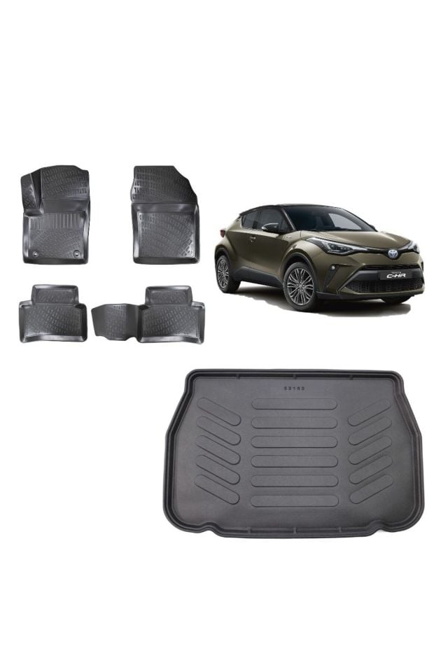 Toyota CHR 2020 Stepneli Model 3D Bagaj Havuzu+3D Havuzlu Araca Özel Paspas Takımı