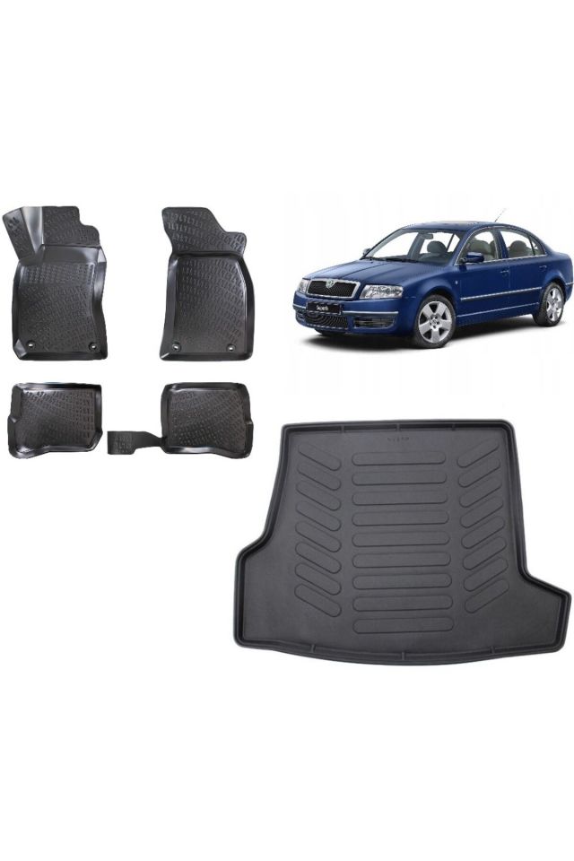 Skoda SuperB 2002 Model 3D Bagaj Havuzu+3D Havuzlu Araca Özel Paspas Takımı