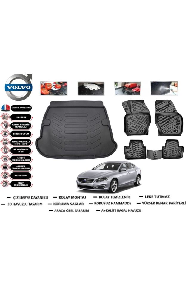 Volvo S60 2011 Model Bagaj Havuzu Araca Özel Paspas Takımı Flex