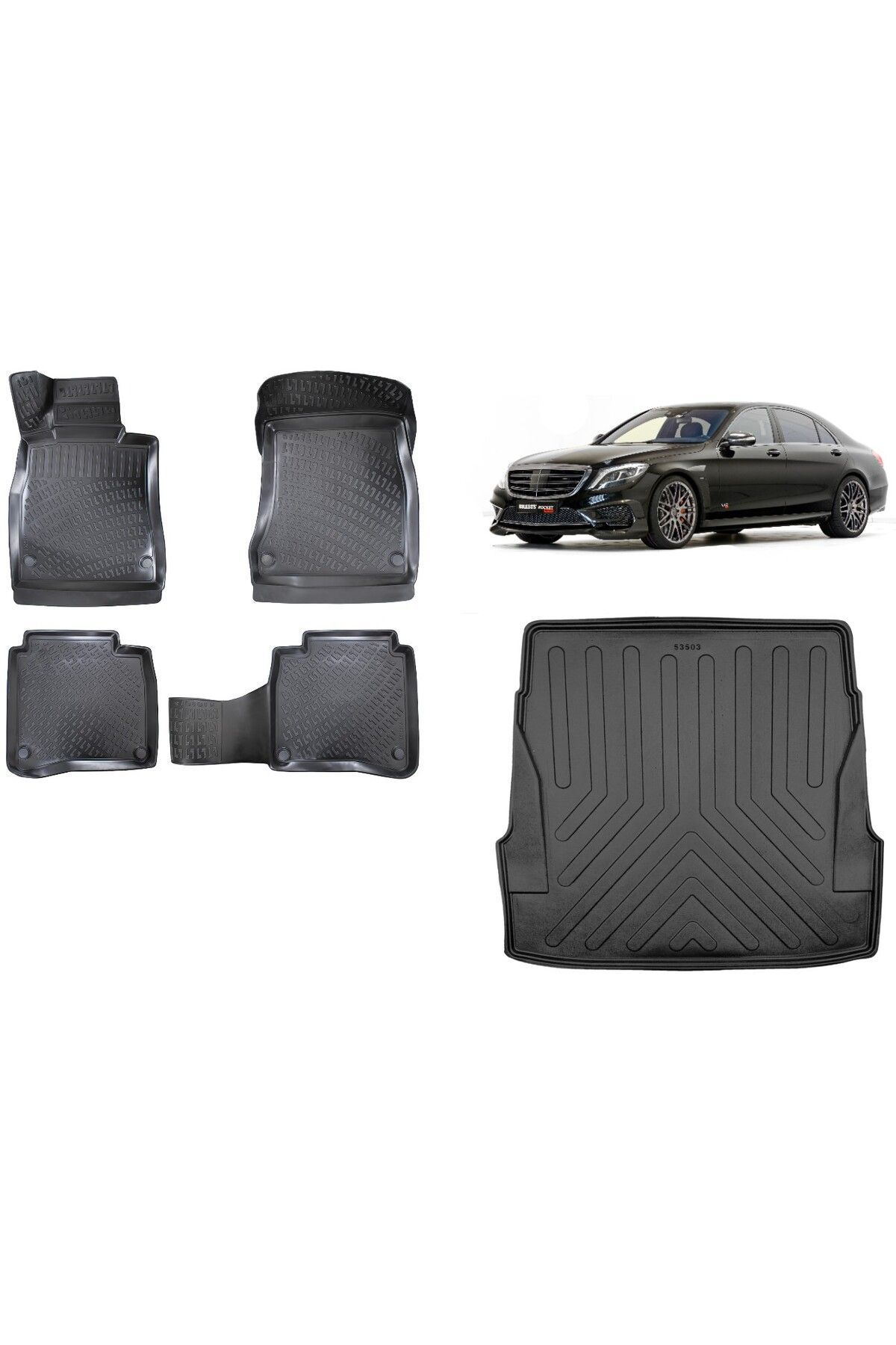 Mercedes S Serisi W222 Long 2015 Model 3D Bagaj Havuzu+3D Havuzlu Araca Özel Paspas Takımı